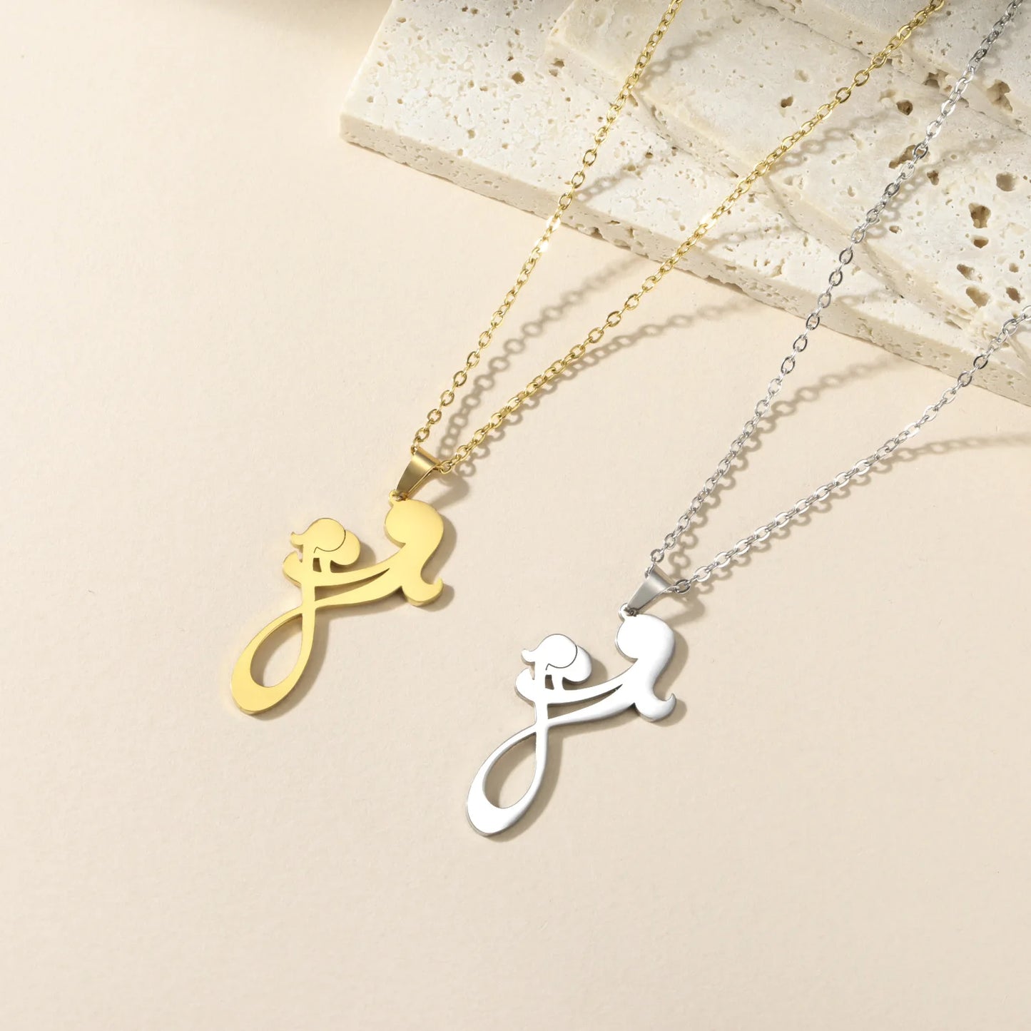 2024 New fashion Mom and Two Kids pendant necklace temperament everything with stainless steel collarbone chain accessories acce