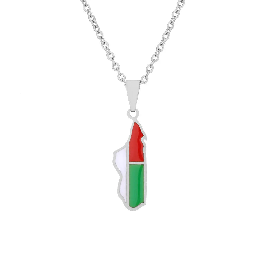 2024 new stainless steel motor Gasgas map necklace famous ethnic style female niche design sense of light luxury sweater chain A