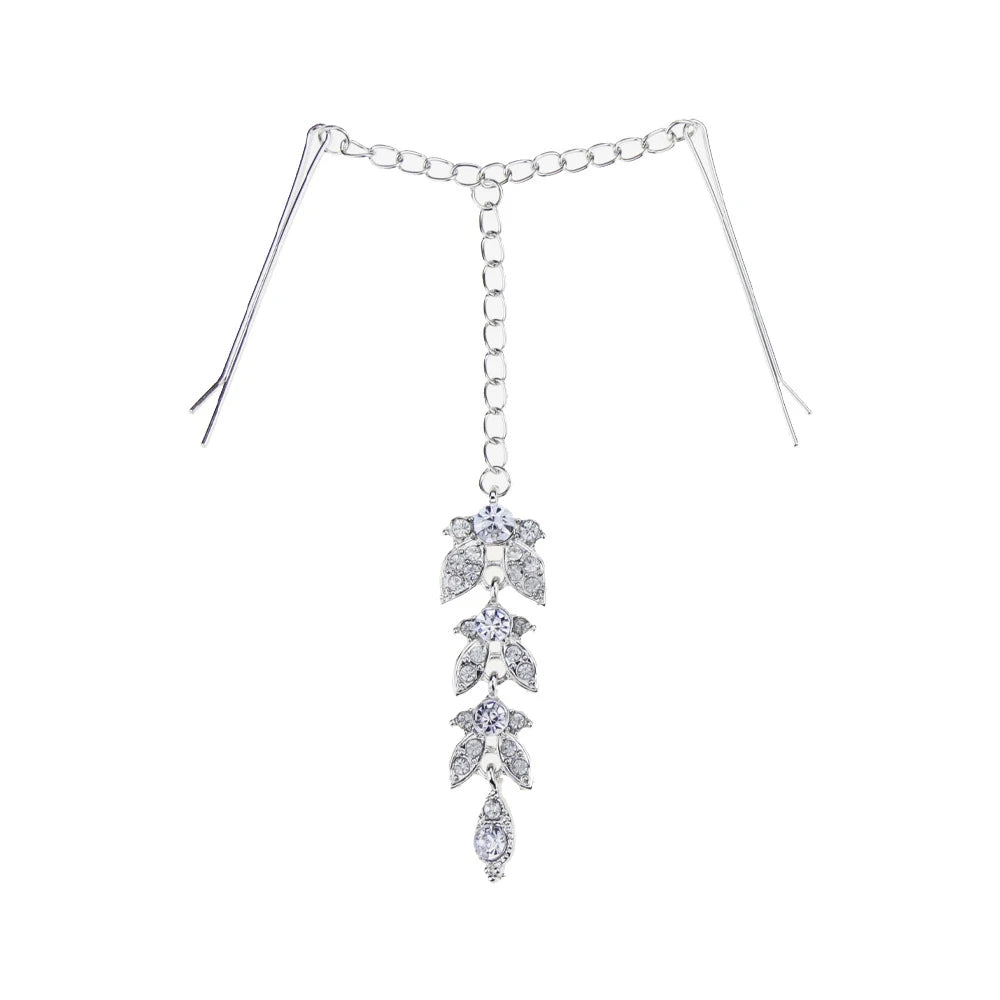 2024 Trend Big Crystal Pendant Forehead Chain Hairpin Hair Accessories Women's Ethnic Tiara Headpiece Tikka Indian Head Jewelry