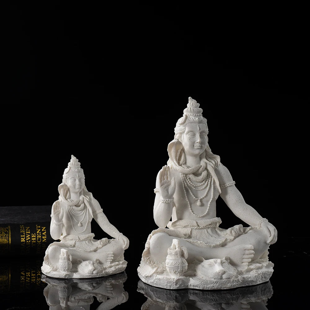 Vilead 13cm Sandstone Shiva Statue Yoga Figurine Ornament Zen Meditation Buddha Decor India Religion Feng Shui Craft Home Living
