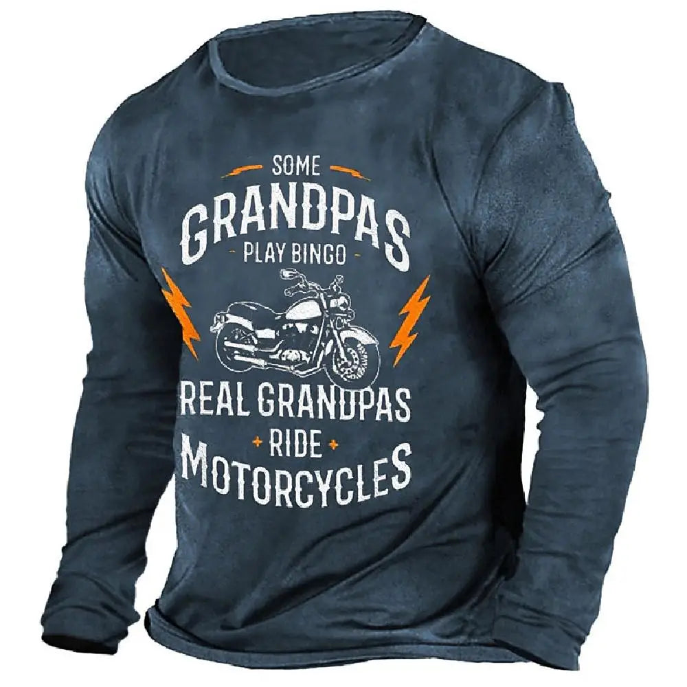 Vintage T-Shirts For Mens Print Cotton Long Sleeve T Shirt Overzied Fashion Clothes Streetwear Casual Top Tee Shirt Men Clothing