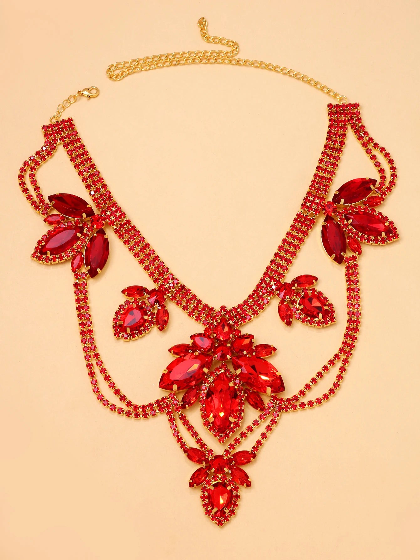XSBODY European American Hotselling Rhinestone Necklace Personal Exaggerate Dress All-match Jewelry Accessory For Women Banquet