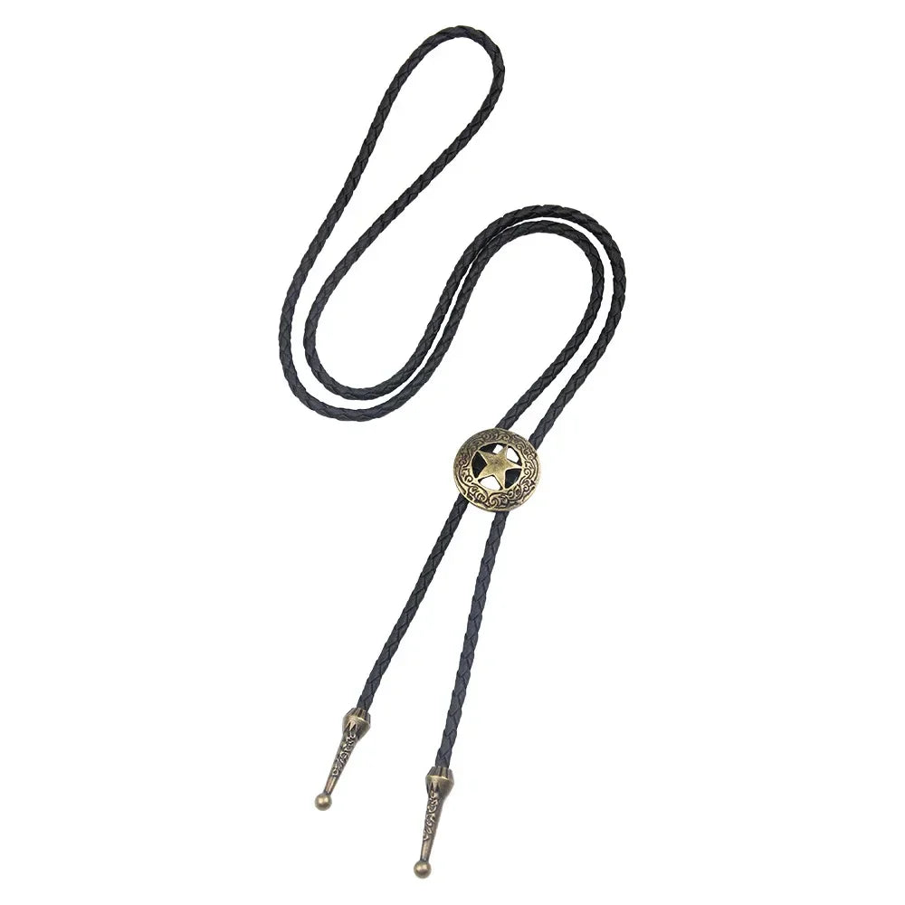 Vintage Cowboy Jazz Hat Alloy mens bolo tie Men Women Leather Rope Long Necklace Sweater Chain shirts Bolo Tie Men Accessories