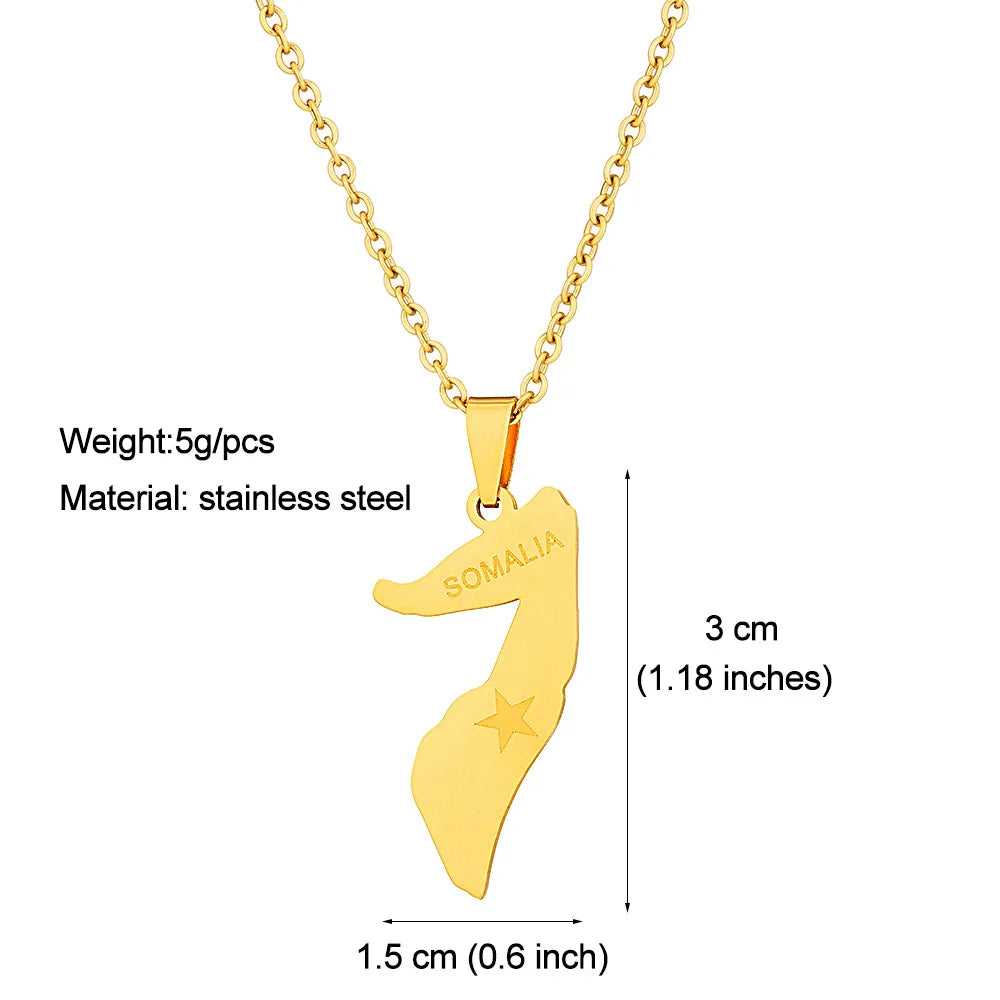 2024 new fashion stainless just Africa Somalia map pendant necklace temperament everything collarbone chain birthday anniversary