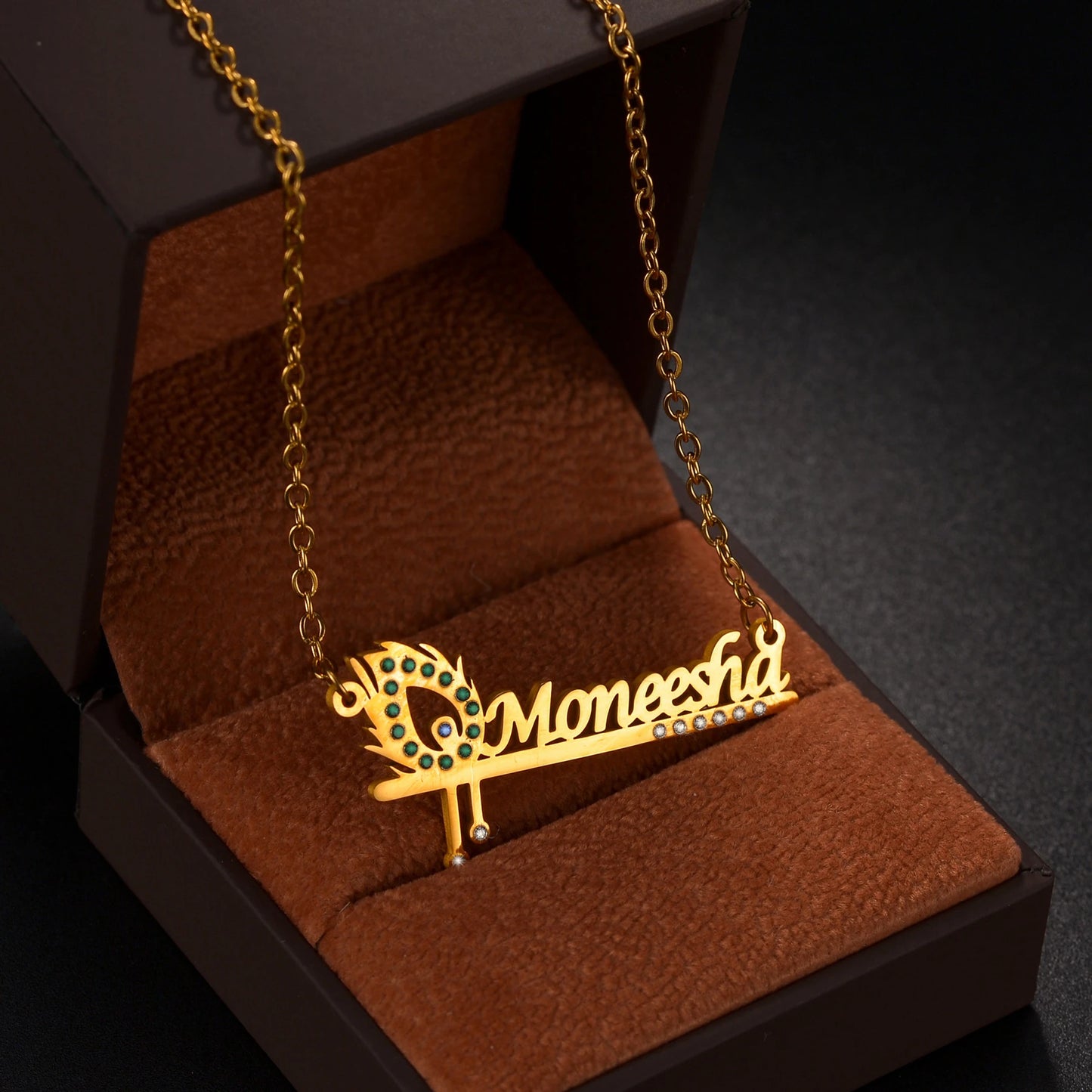 Unique Custom Name Stainless Steel Jewelry Necklace for Women Personalized Feather Insert Zircon Pendant Accessory Birthday Gift