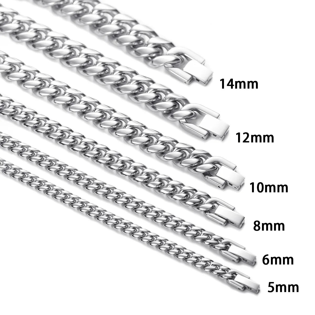 ULJ 6MM -10MM Width Stainless Steel Cuban Chain Necklace Bracelet For Men Woman Punk Male Neck Waterproof Cool Hip Hop Jewelry