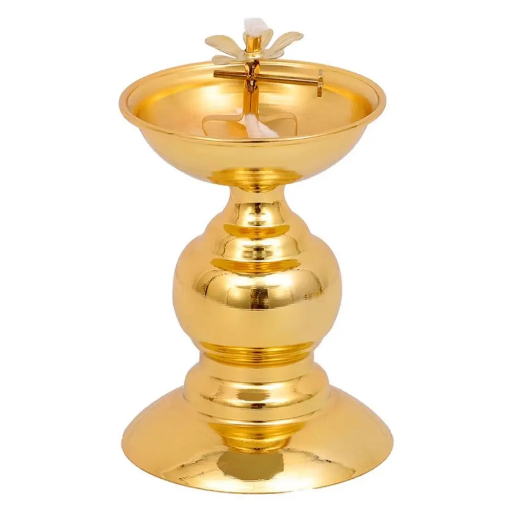 Vintage Anti-slip Alloy Oil Lamp Adjustable Exquisite Butter Lamp Holder High-legged Oil Dish Ornaments Buddha Hall