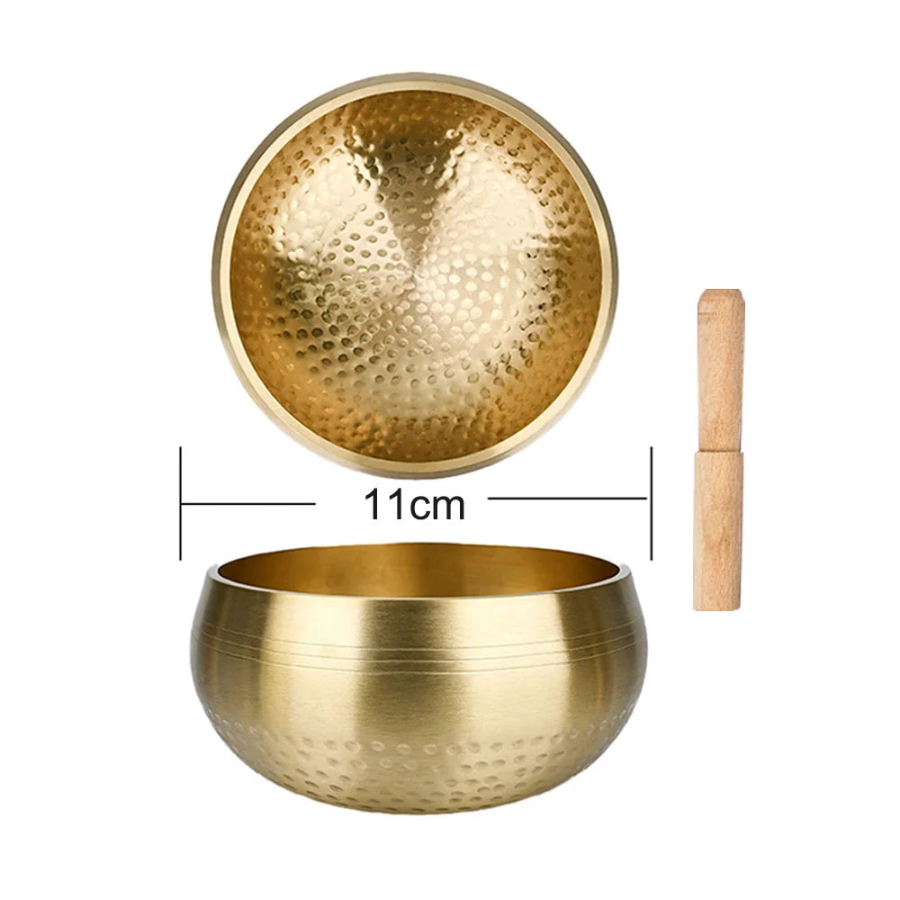 Tibetan Brass Singing Bowl Sanskrit Yoga Meditation for Sound Handmade Healing Stress Relief Buddha Mindfulness Instrument
