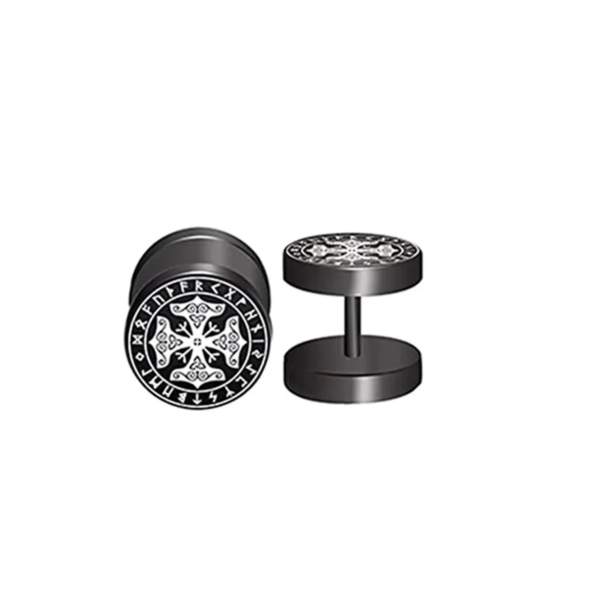 2pcs 18G 316L Stainless Steel Viking Rune Round Stud Earrings for Men Women, Cartilage Tragus Helix Earring Piercing Jewelry