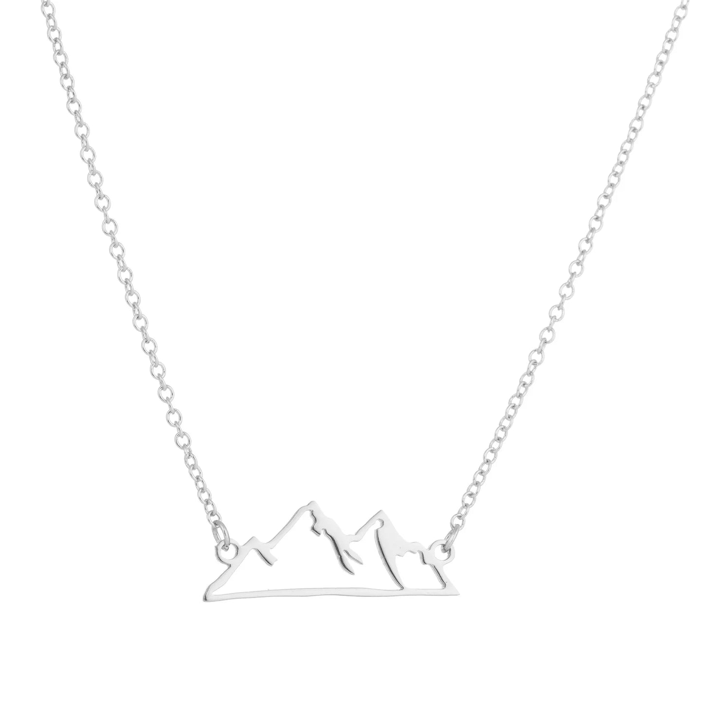 2024 new fashion stainless steel hollow snow mountain mountain pendant necklace temperament with lovely collarbone chain accesso