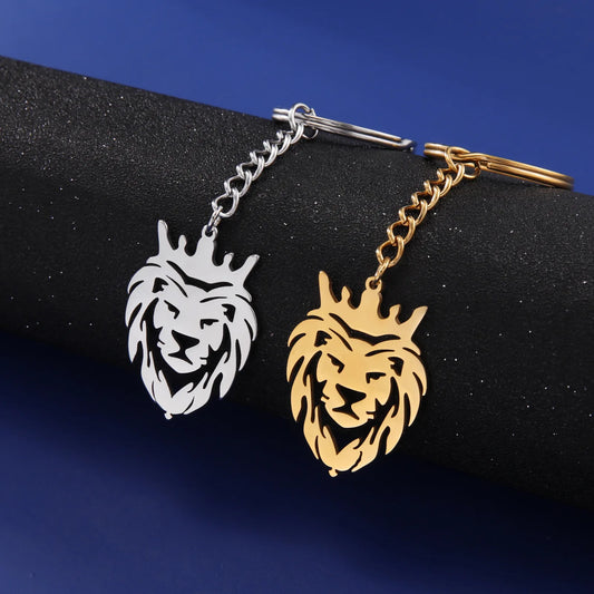 2024 New fashion cut titanium steel chain keychain Lion King Pendant Hip Hop punk style stainless steel animal keychain