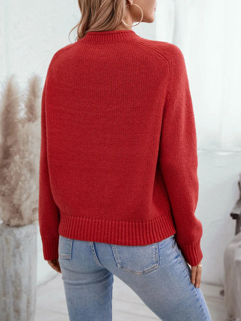 2024 Autumn Winter Women Christmas Tree Pattern Sweaters Casual Knitwear Crew-Neck Pullover Holiday Sweater Woman Pullovers