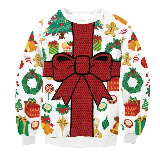 Ugly Christmas Sweaters Green Jumpers 3D Funny Printed Holiday Party Xmas Sweatshirt for Party Birthday Xmas Sweatshirt 2024
