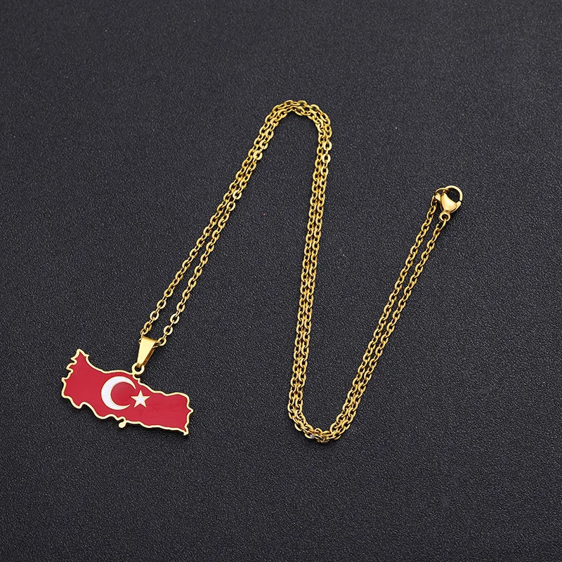 2024 new fashion stainless Gangerchi map pendant necklace temperament everything collarbone chain birthday anniversary gift