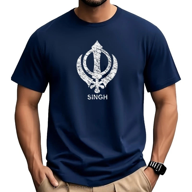 Khanda Singh - Gift For Punjabi Men Boys Kids Singh Sikh Symbole T-Shirt tops plain black t shirts men