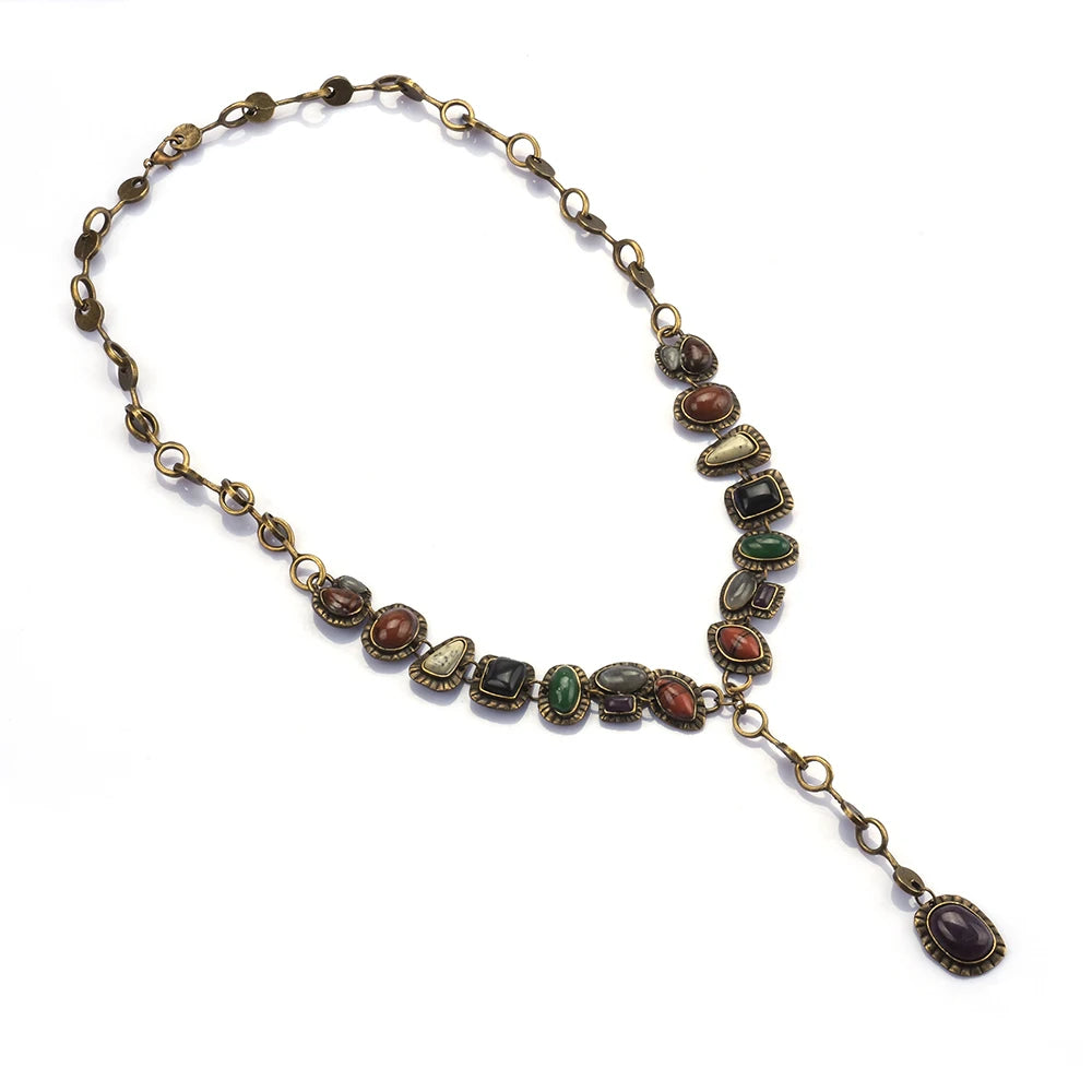 2025 New Indian Ethnic Vintage Bracelet Women Fashion Boho Statement Charm Metal Hollow Links Resin Stone Bracelets Jewelry