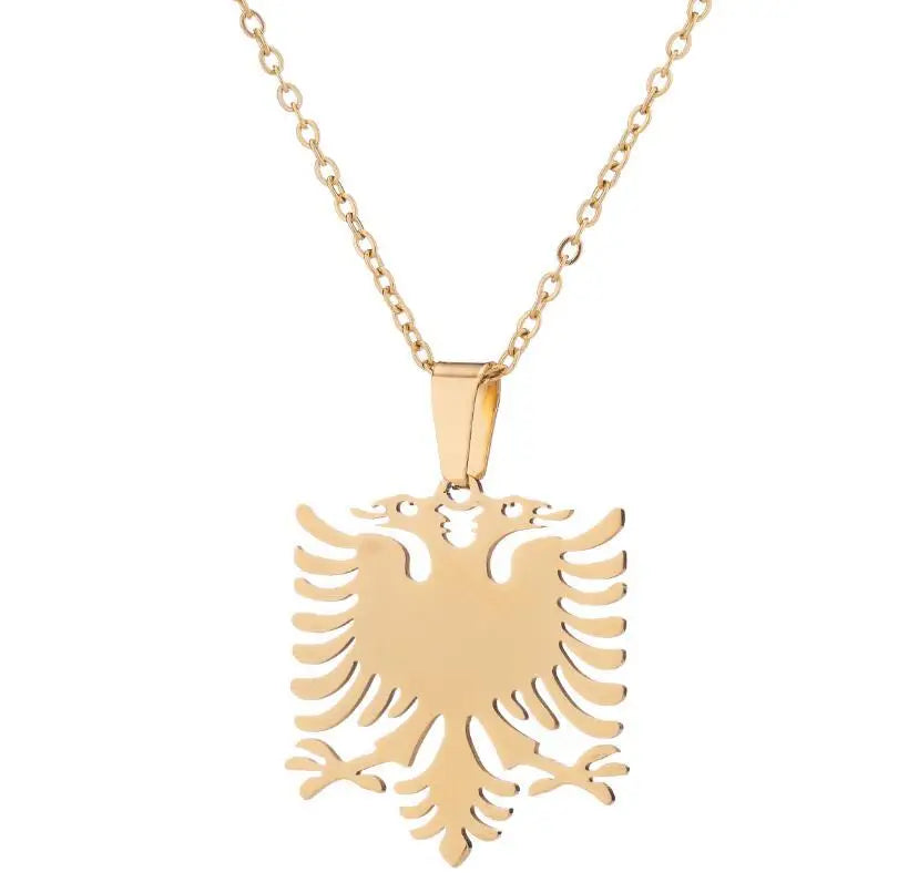 2024 New fashion stainless steel Albanian eagle pendant necklace temperament everything with cute animal collarbone chain access