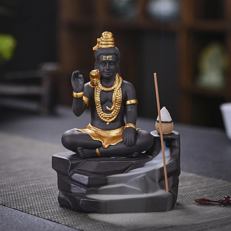 1pc Aromatherapy Stove Home Decoration Purple Sand Crafts Ornament Creative Shiva Buddha Statue Backflow
