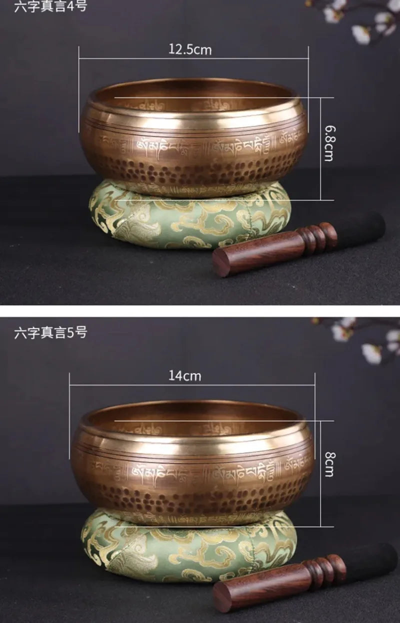 Nepal Large Bowl Singing 20cm Copper Handmade Buddha Bowls Tibetan Yoga Bowl Meditation Tools Buddha Sound Bowls Awareness Set
