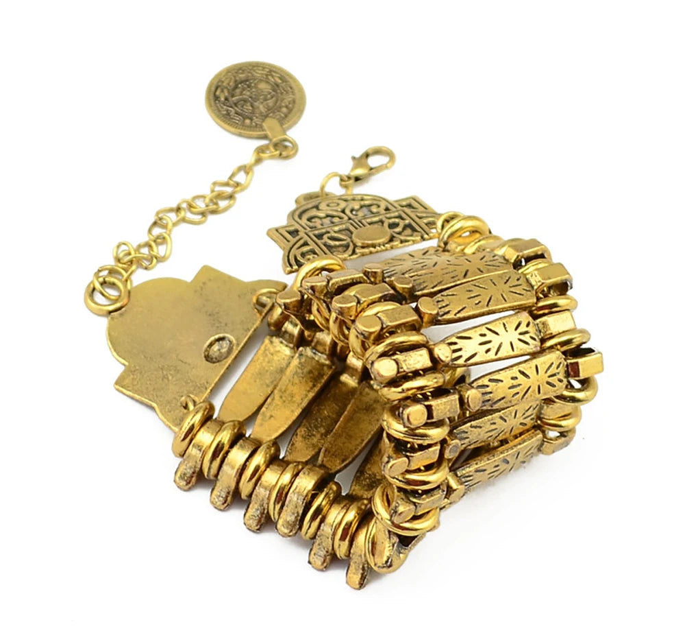 Vintage Silvery Golden Coins Bracelet for Women Men Boho Hippie Beach Party Afghan Turkish Marseille Ethnic Bracelets Jewelry