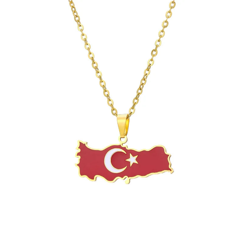 2024 new fashion stainless Gangerchi map pendant necklace temperament everything collarbone chain birthday anniversary gift