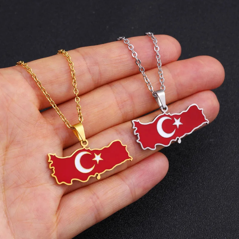 2024 new fashion stainless Gangerchi map pendant necklace temperament everything collarbone chain birthday anniversary gift