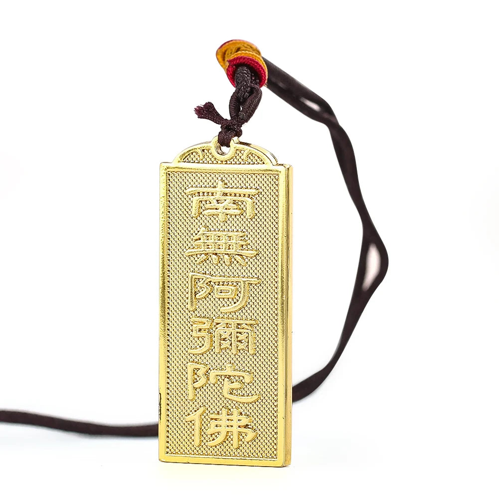 Vintage Namo Amitabha Buddha Pendant Necklace Metal Choker Lucky Amulet Auspicious Buddhism Jewelry Gift for Men Women