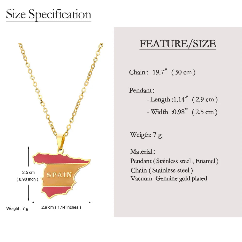 2024 new fashion stainless just Spanish map pendant necklace temperament everything collarbone chain birthday anniversary gift