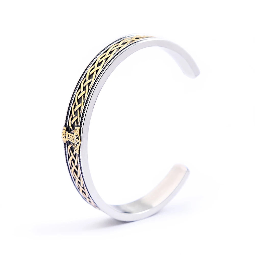 Fashion Retro Nordic Viking Thor's Hammer Bracelet Stainless Steel Open Bracelets Men and Women Punk Amulet Jewelry Wholesale