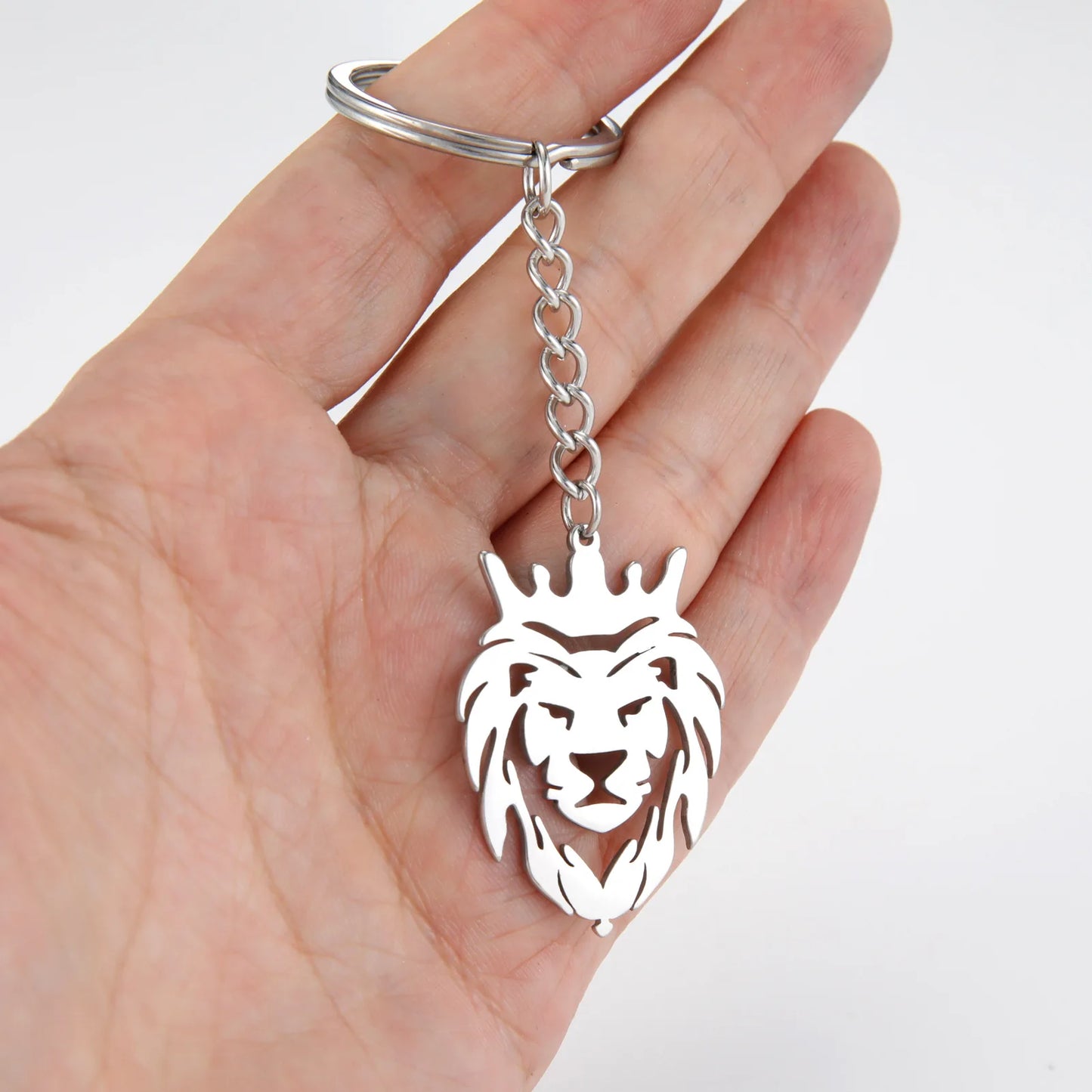 2024 New fashion cut titanium steel chain keychain Lion King Pendant Hip Hop punk style stainless steel animal keychain