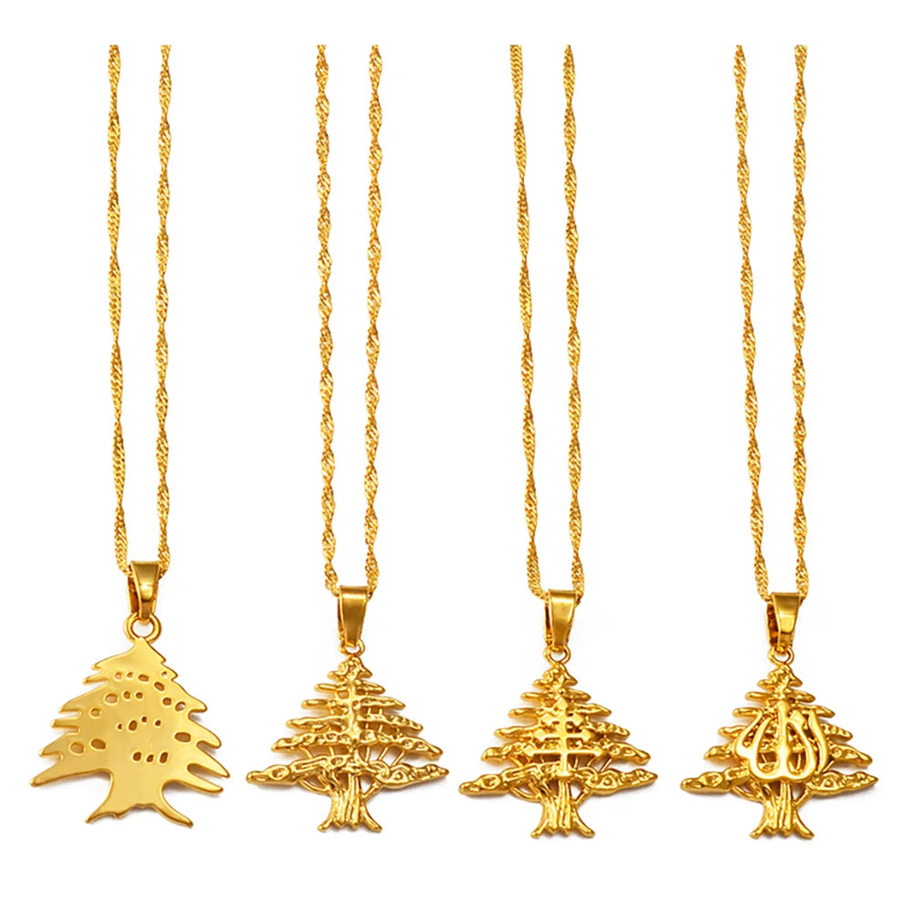 Anniyo Liban Pendants Necklaces Lebanese Cedar Jewelry Lebanon Map Eastern Rite Church Maronite Cross Allah Symbol #251506