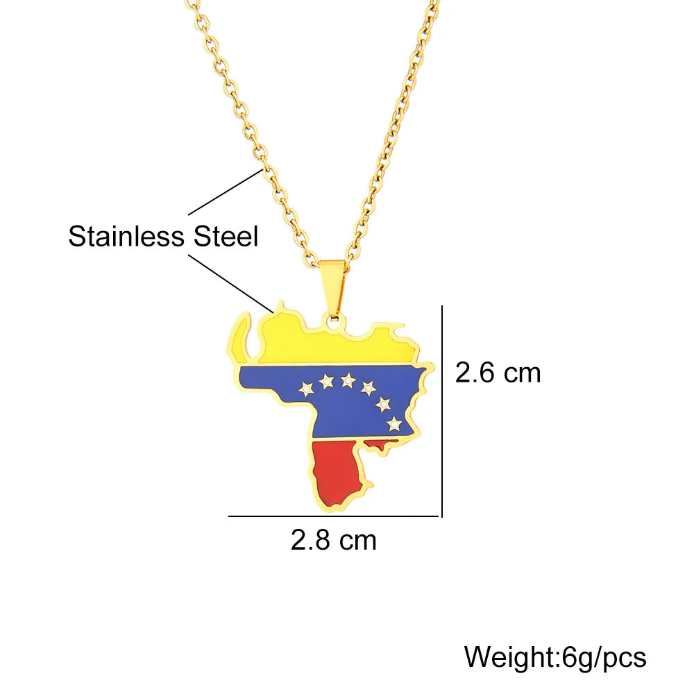 2024 New fashion stainless steel Venezuela map necklace for men and women geometric ethnic style collarbone chain anniversary sm