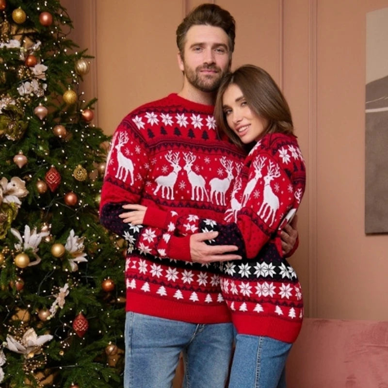 2025 New Year's Clothes Women Men Jumpers Family Matching Sweaters Soft Christmas Knitted Pullover Warm Thick Knitwear Xmas Look