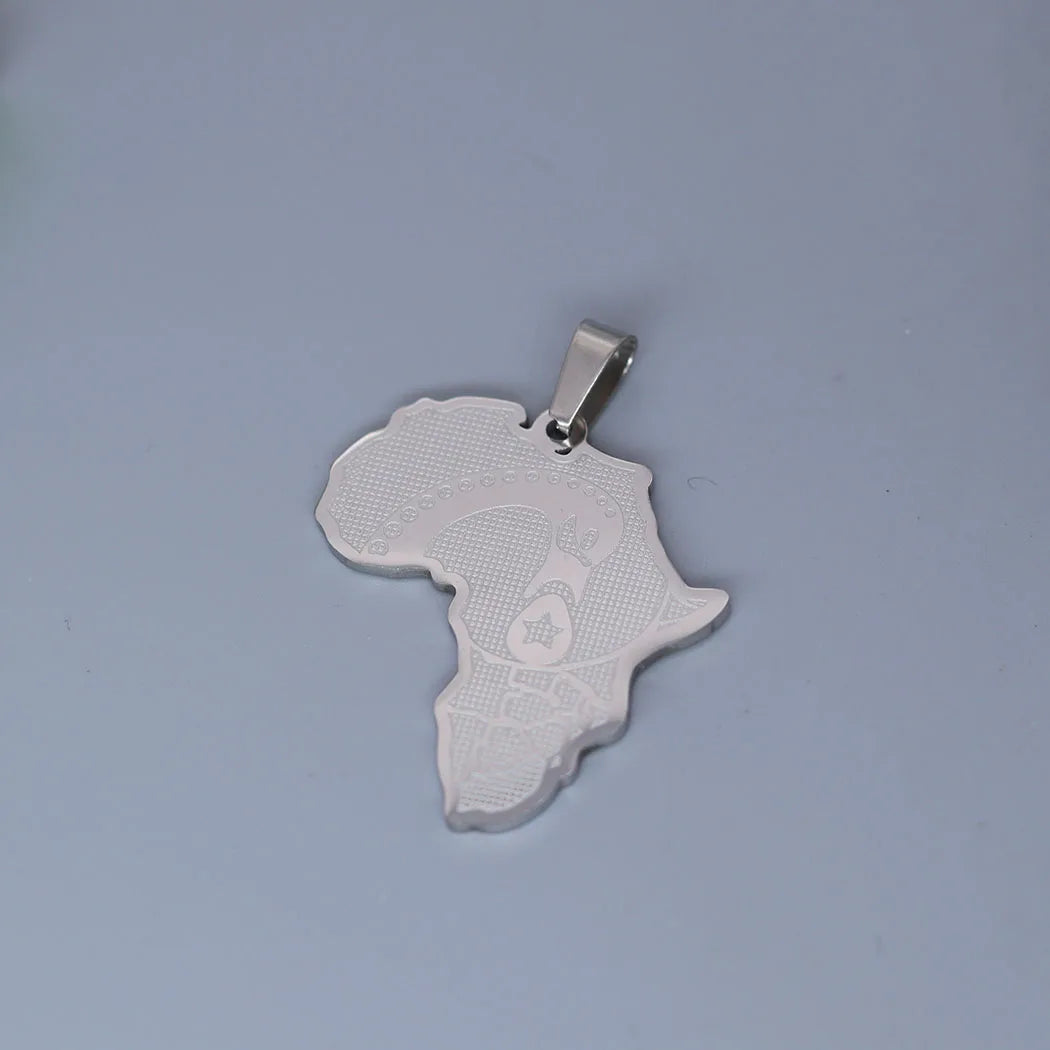 2pcs No Fade Africa Map Charms Stainless Steel Pendant for Jewelry Making Necklace Keychain Rune Eye of Horus Talisman DIY Craft