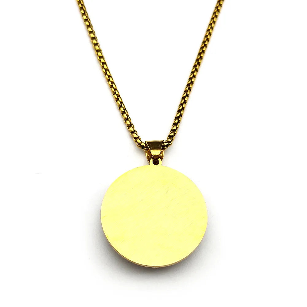 The new fashionable African Berber symbol round pendant necklace is a versatile accessory for both men and women, suitable for c