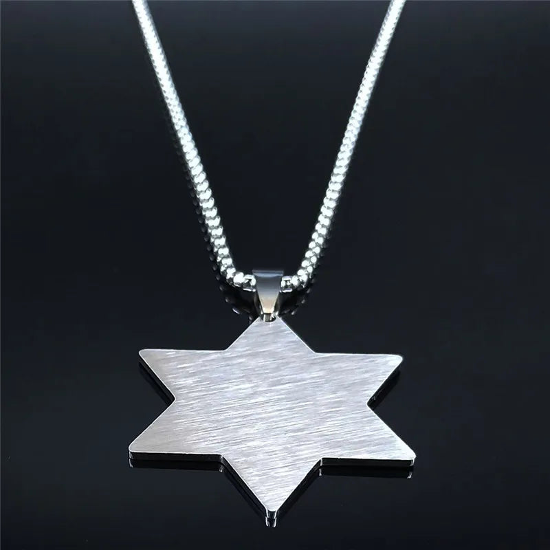 2024 New fashion stainless steel Jewish hexagon symbol pendant clavicle chain temperament everything necklace accessories Annive
