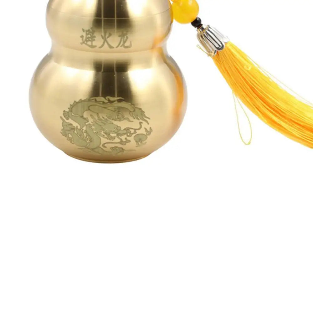 Feng Shui Handicraft Fire-avoiding Dragon Gourd Chinese Style Top Open Cover Copper Gourd Smooth Brass Table
