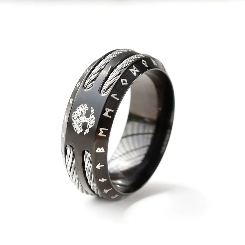 2024 NEW Men's 316L stainless-steel rings retro Odin Viking rune for teen RING Amulet fashion Jewelry Gift Valentine's day Gift