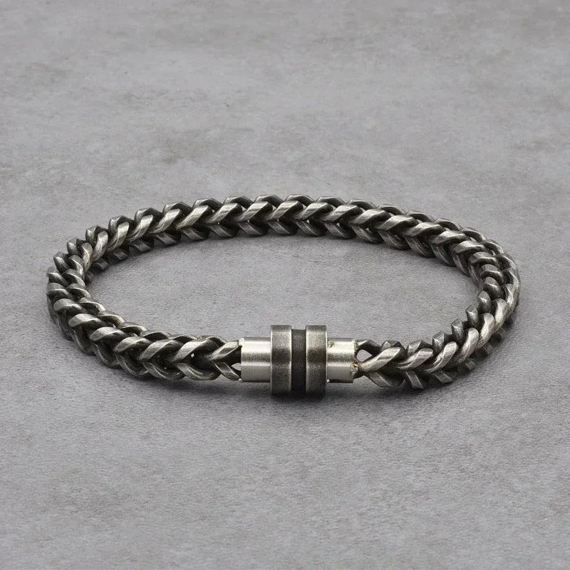 Vintage Chain Link Men Bracelet Handmade Punk Rock Stainless Steel Punk Bracelets Male Hand Jewelry Boyfriend Accessories