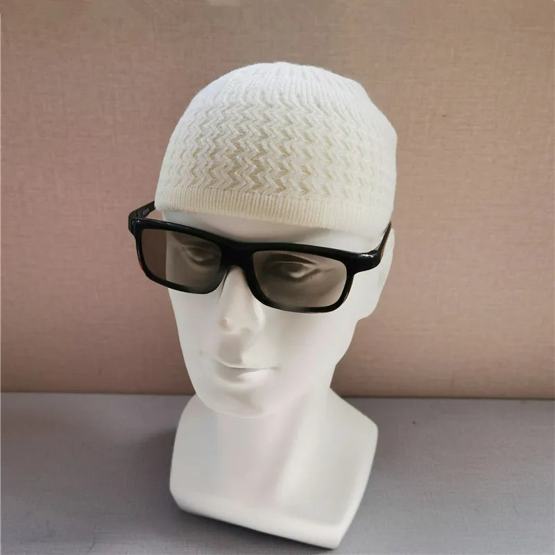 Winter Knitted Muslim Men Prayer Hats Unisex Beanies Cap Warm Islamic Ramadan Jewish Kippah Homme Hat Men's Wrap Head Caps