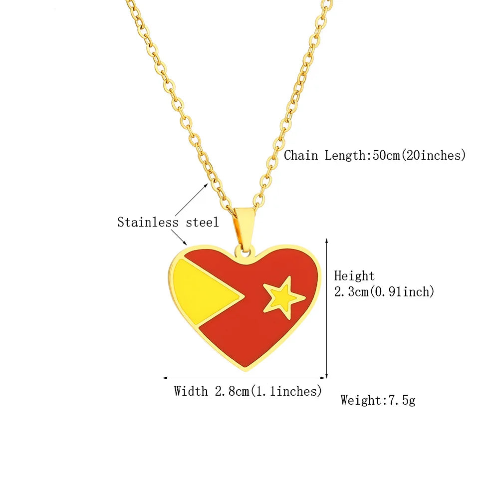 2024 new fashion stainless steel Tigrei State Ethiopian heart-shaped necklace for women and men couples ethnic style accessories