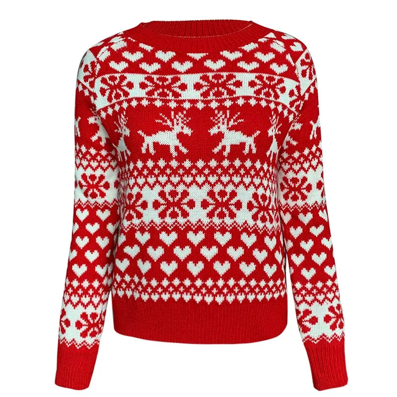 Winter 2025 Women's Christmas Sweater Soft Cute Xmas Look Knitwear Long Sleeve O Neck Jumpers Top Streetwear Y2K Style Pullovers