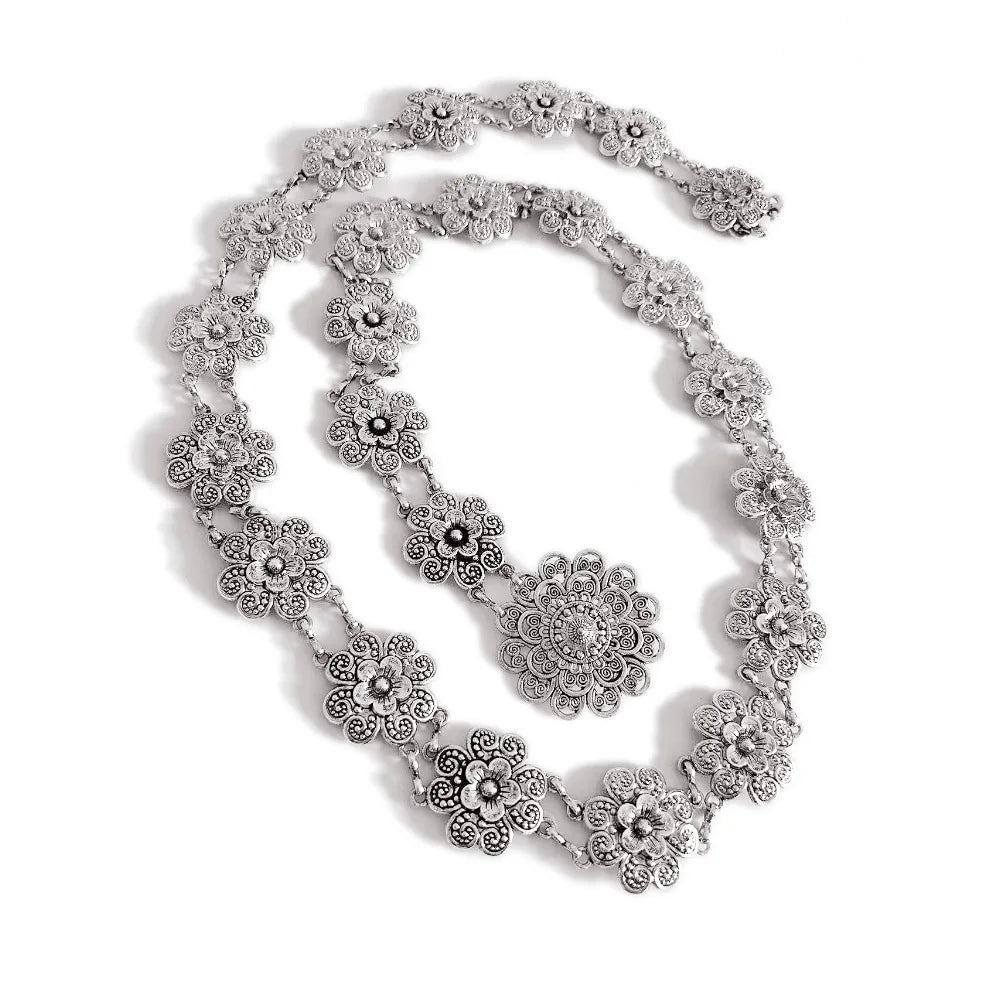 Vintage Style Turkish Gypsy Silver Plated Alloy Belly Waist Chain for Women Beach Belt Party Body Chain Jewelry Body