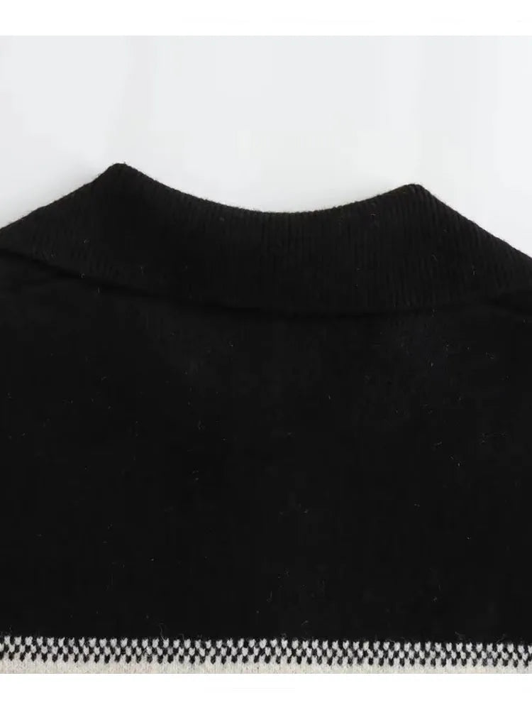 2024 Women Christmas Sweaters Long Sleeve Turn-down Collar Oversized Ugly Holiday Knitted Pullover Sweater
