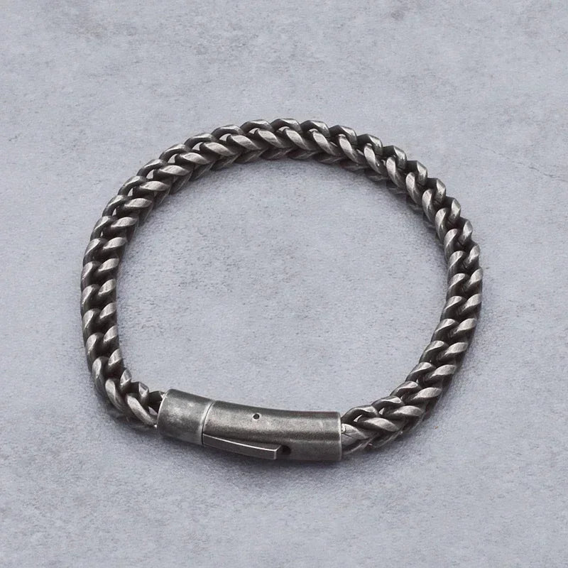 Vintage Chain Link Men Bracelet Handmade Punk Rock Stainless Steel Punk Bracelets Male Hand Jewelry Boyfriend Accessories