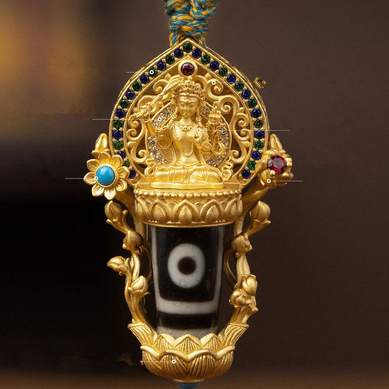 2025 New Tibetan Buddhist Tianzhu Pendant Buddha Statue Guardian Necklace for Men and Women to Wear as a Transformation Bead J