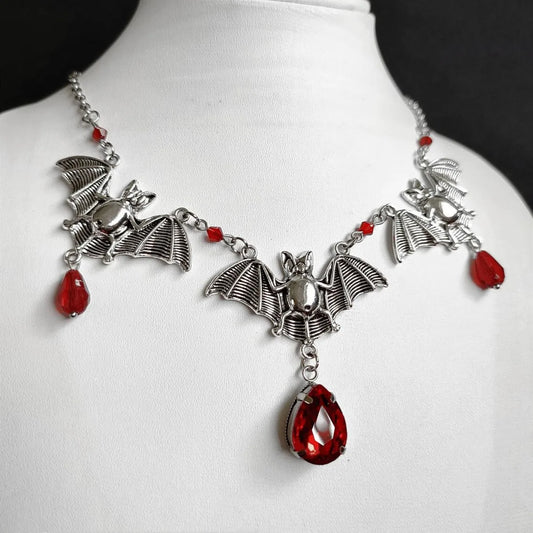Vampire Bat Choker,Gothic jewelry,Vintage,witch accessory,pagan,water drop,purple,Victoria,Halloween,necklace For Women Man，New