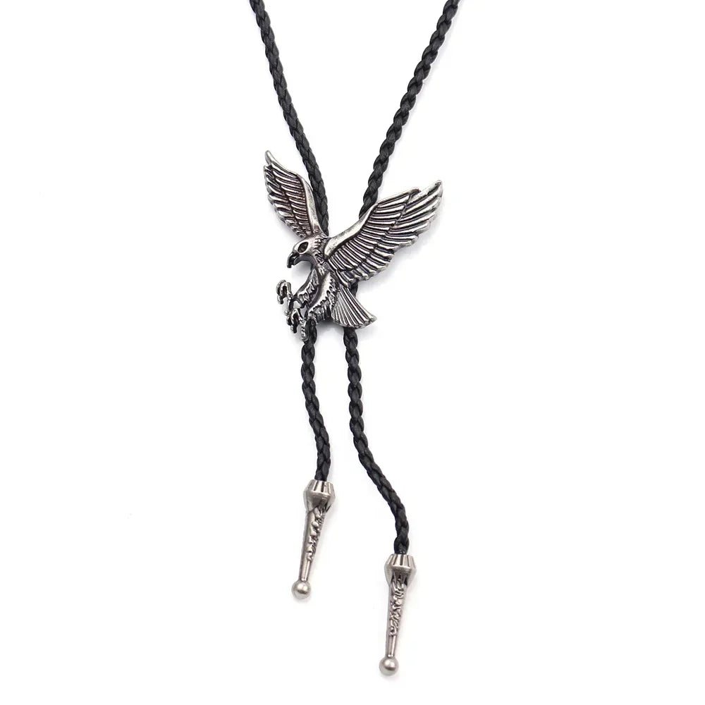 Vintage Cowboy Jazz Hat Alloy mens bolo tie Men Women Leather Rope Long Necklace Sweater Chain shirts Bolo Tie Men Accessories
