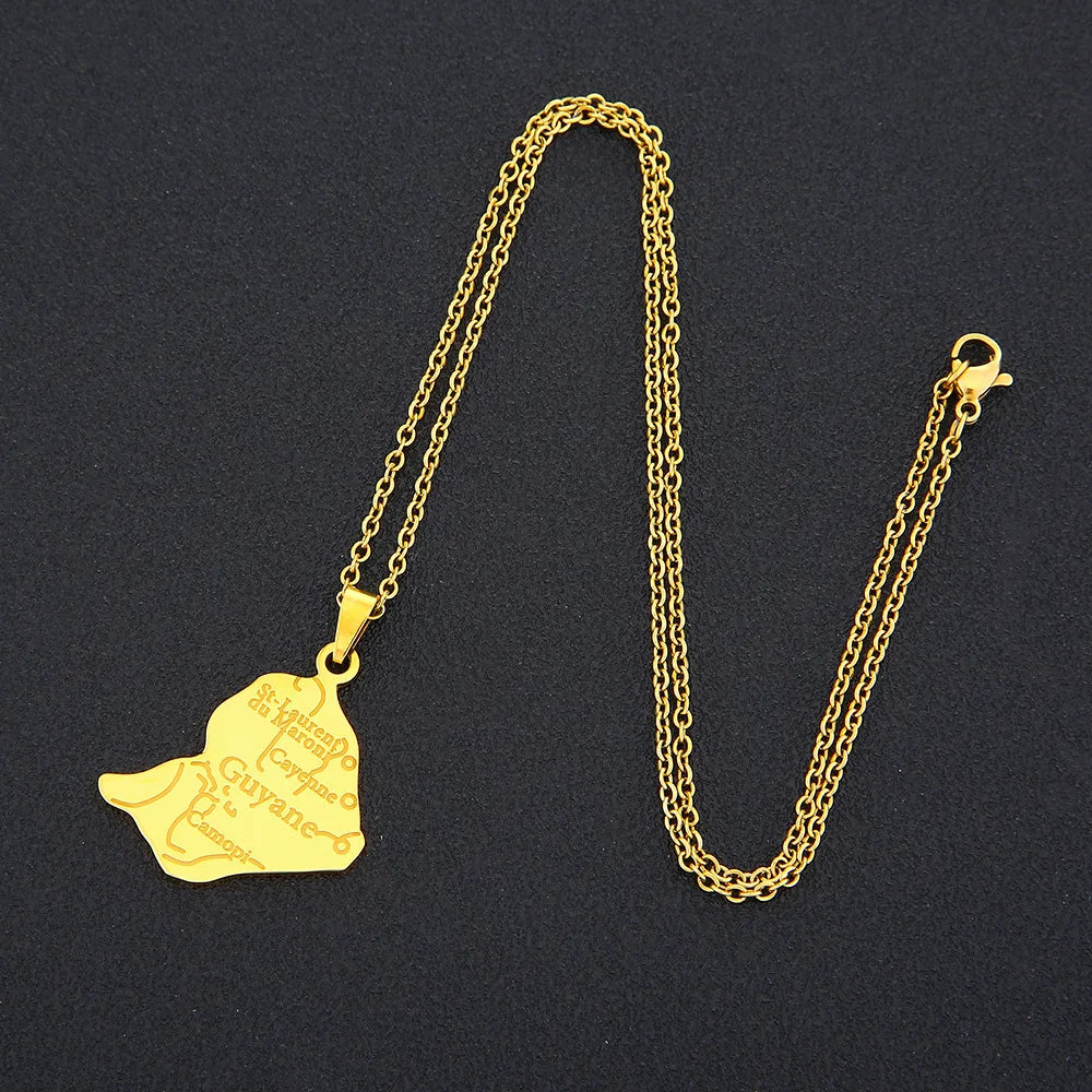 2024 new fashion stainless steel French Guyana pendant necklace temperament everything collarbone chain birthday anniversary sma