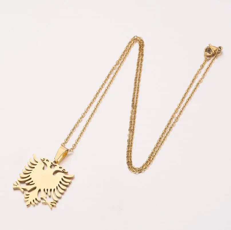 2024 New fashion stainless steel Albanian eagle pendant necklace temperament everything with cute animal collarbone chain access